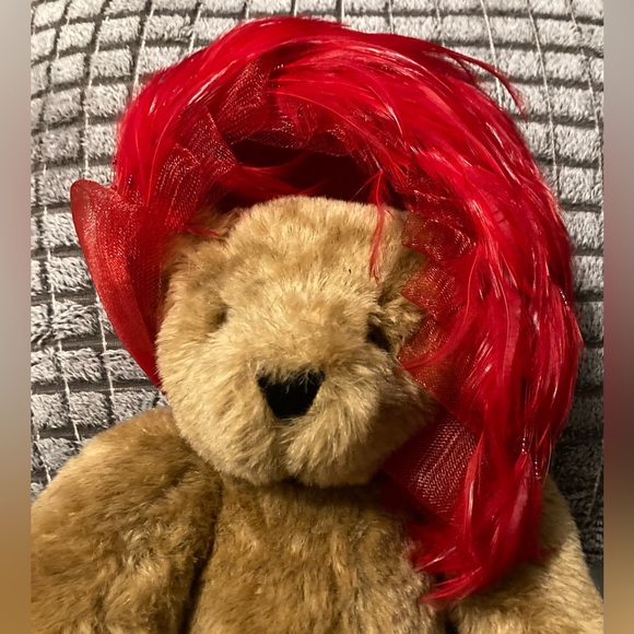 Accessories - VTG Fascinator Deep Vibrant Red Burlesque Mesh & Feather Tea Derby Gala Wedding